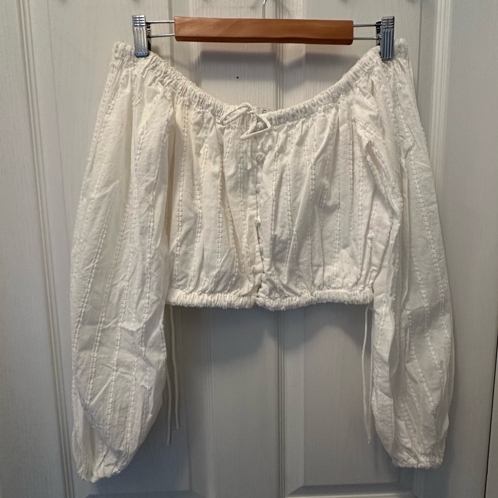 Sabo Skirt Cream Off-Shoulder Peasant Blouse